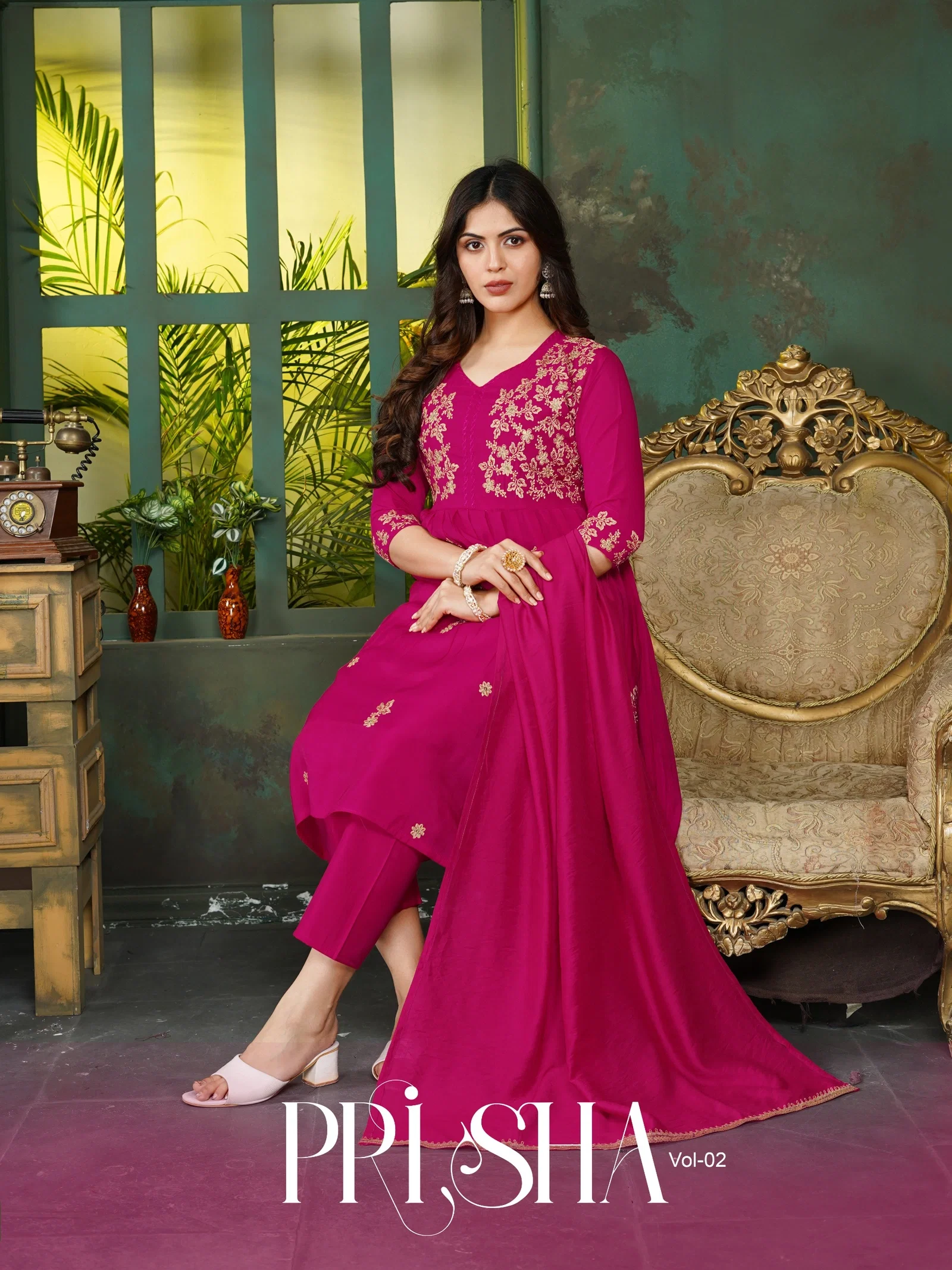 Dnp Prisha V2 Heavy Mul Chanderi Top Bottom With Dupatta