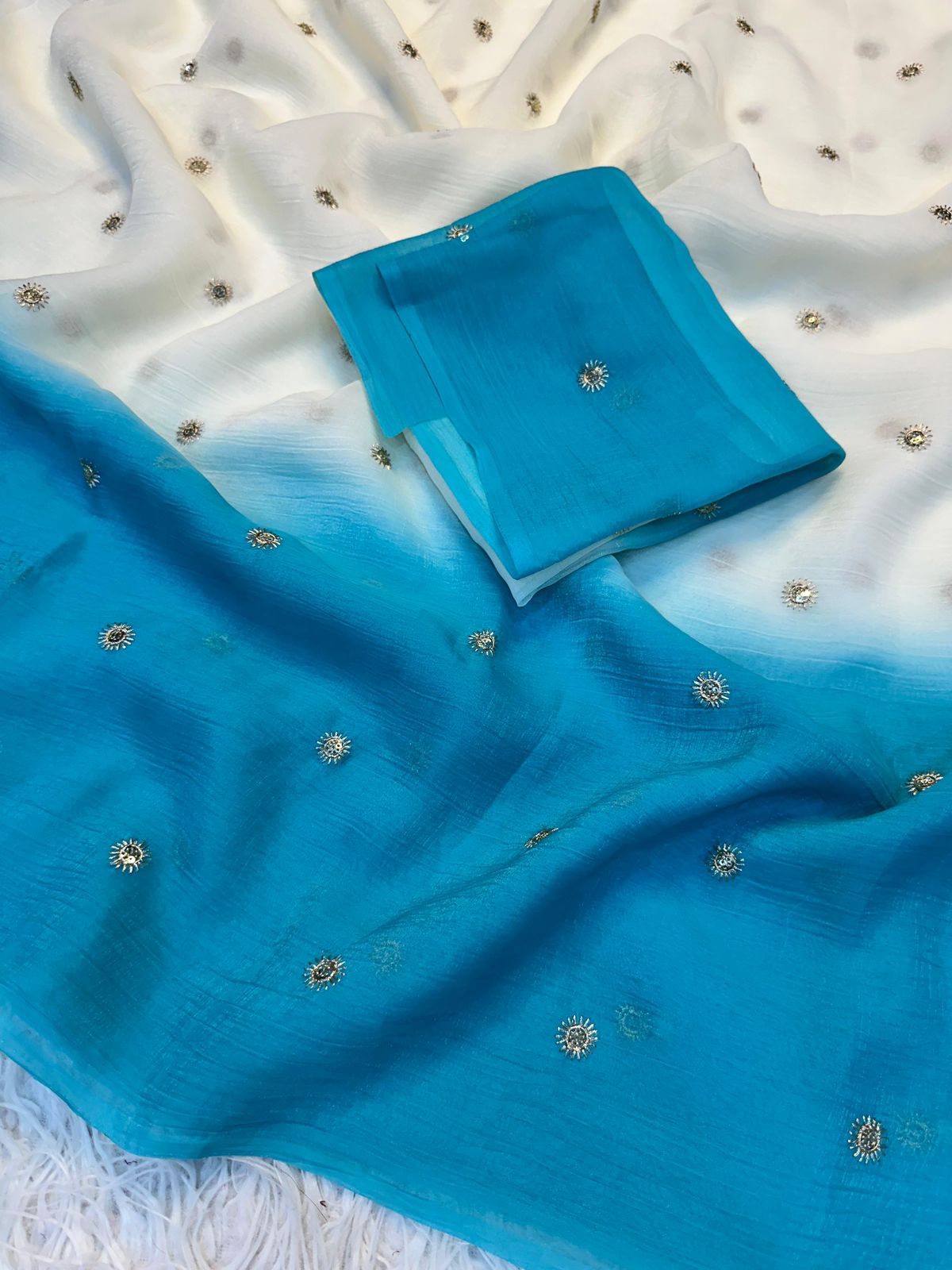 SF Shaded Party Wear With Sequence Butti Work Saree