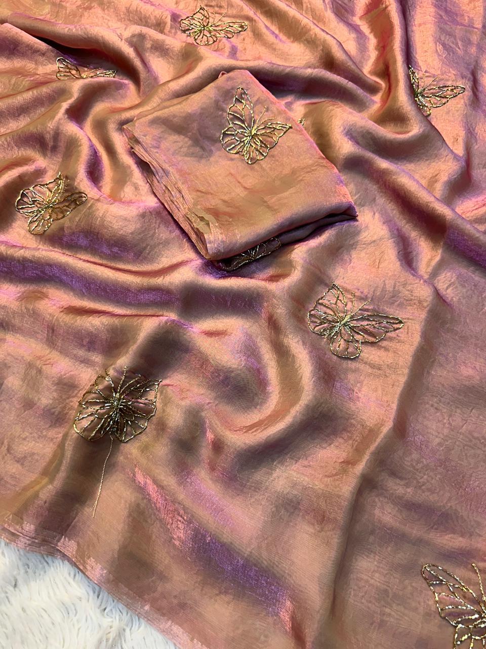SF Butterfly Two Tone Heavy Silk Saree