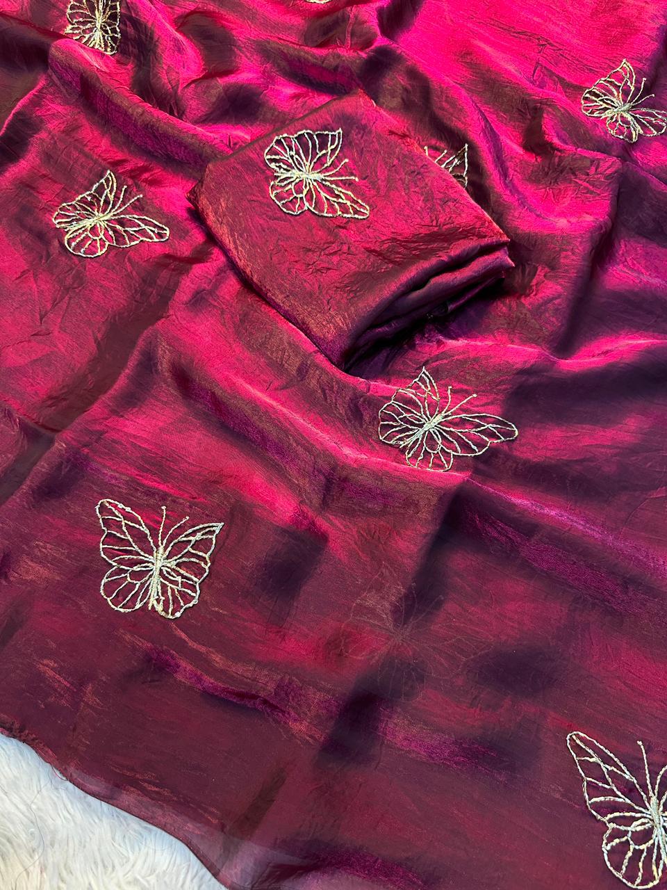 SF Butterfly Two Tone Heavy Silk Saree