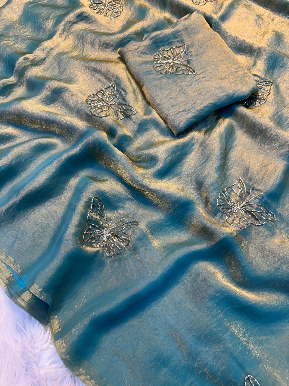 SF Butterfly Two Tone Heavy Silk Saree