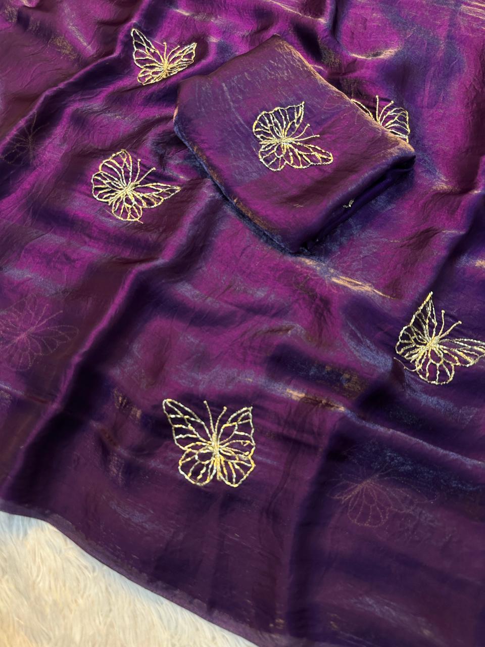 SF Butterfly Two Tone Heavy Silk Saree