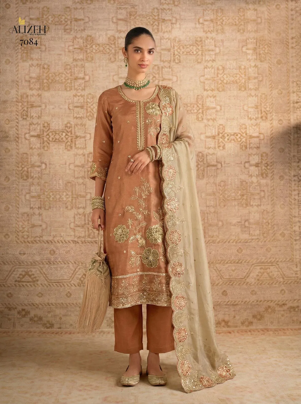 Alizeh 7081 To 7084 Shimmer Silk Designer Salwar Kameez With Dupatta
