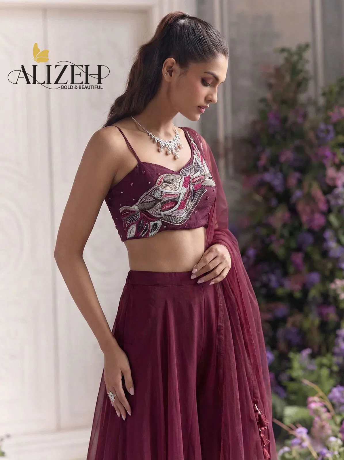 Alizeh 9008 And 9009 Georgette Designer Choli Sharara And Dupatta Collection