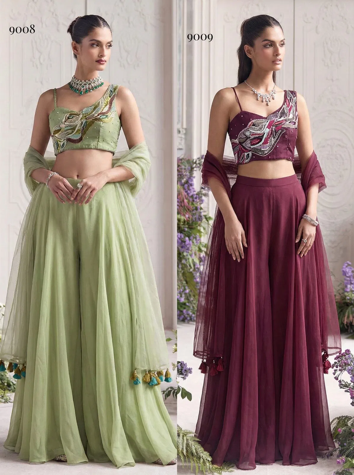 Alizeh 9008 And 9009 Georgette Designer Choli Sharara And Dupatta Collection