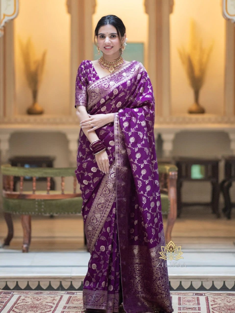 satani 40100 Banarasi Beautifully crafted with fine silk threads Saree