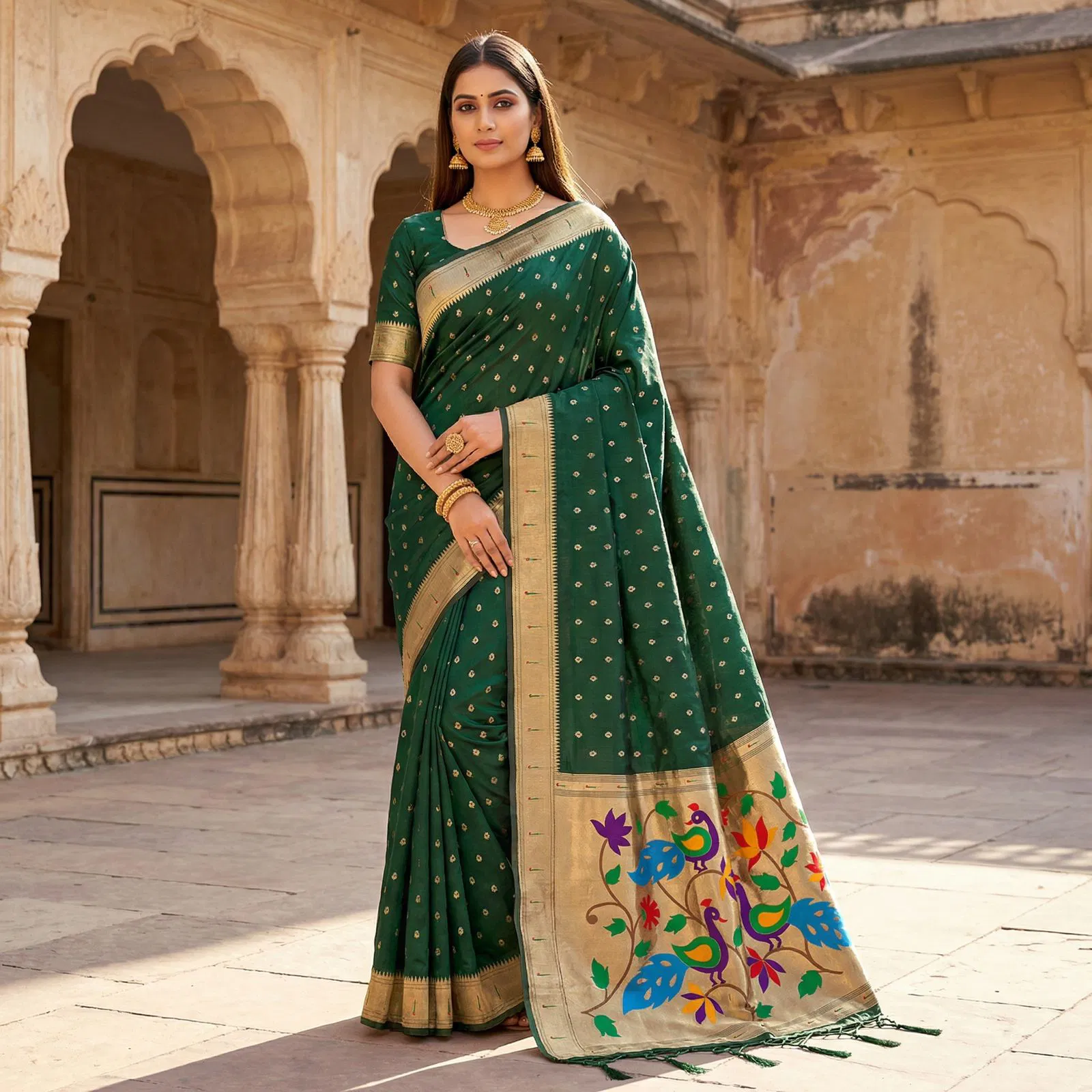 Mb 14 A Lustrous Organza Silk Woven Butti Motifs Work Saree Collection