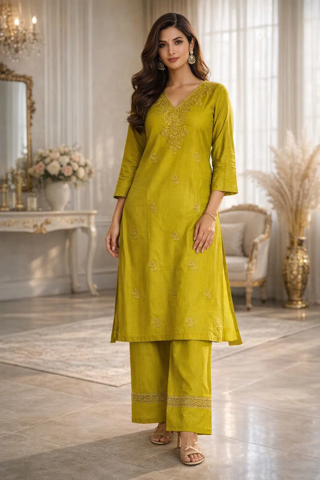 Naisha K 744 Rayon Sequence Worked Casual Wear Kurti With Bottom