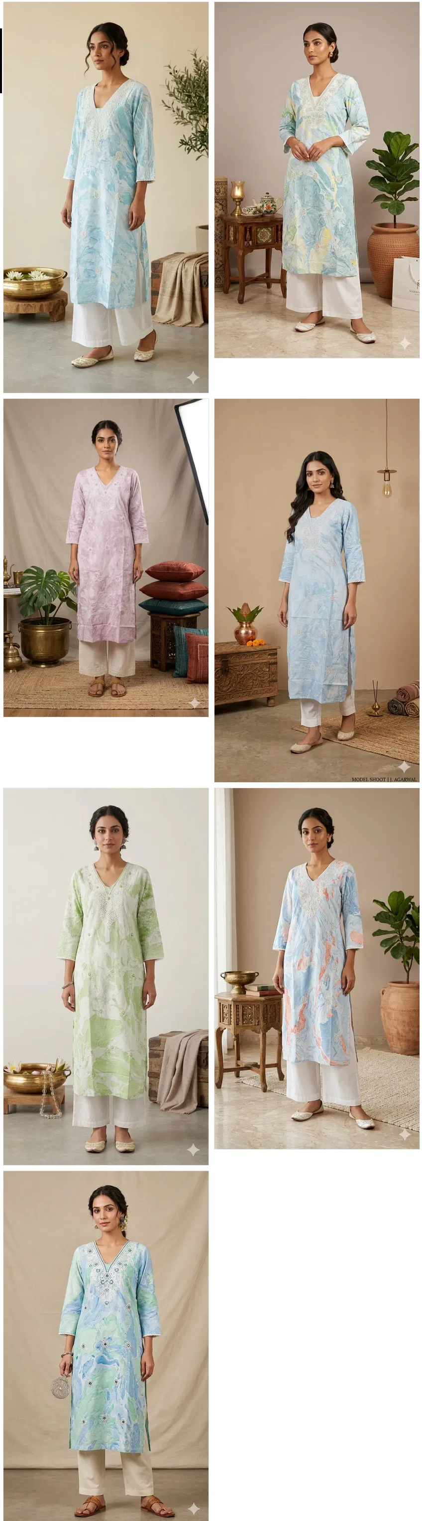 Naisha K 746 Cambric Cotton Marble Print With Embroidered Kurti Collection