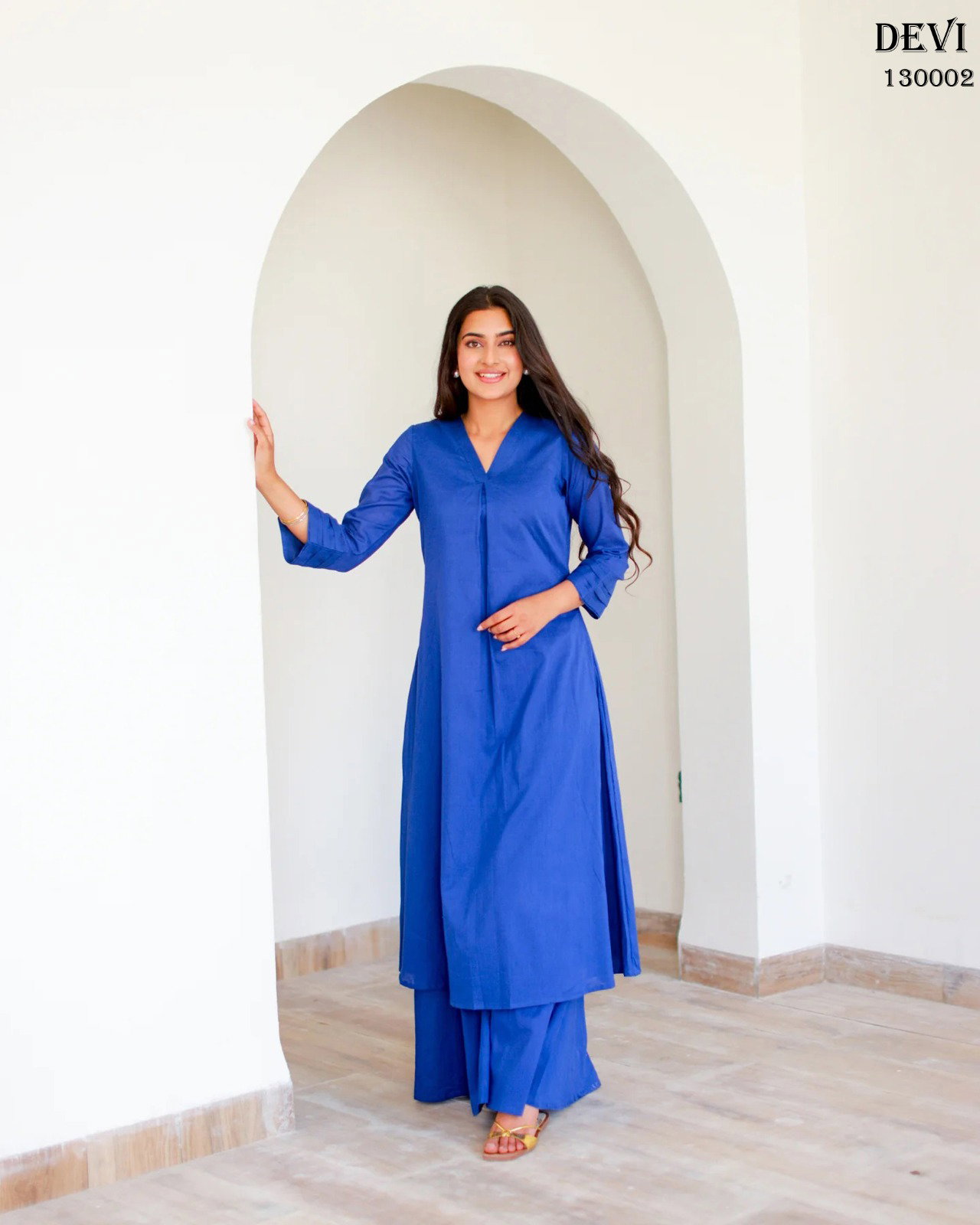 Devi Vol 13 Pure Cotton Plain Kurti with Bottom Co Ord Set 