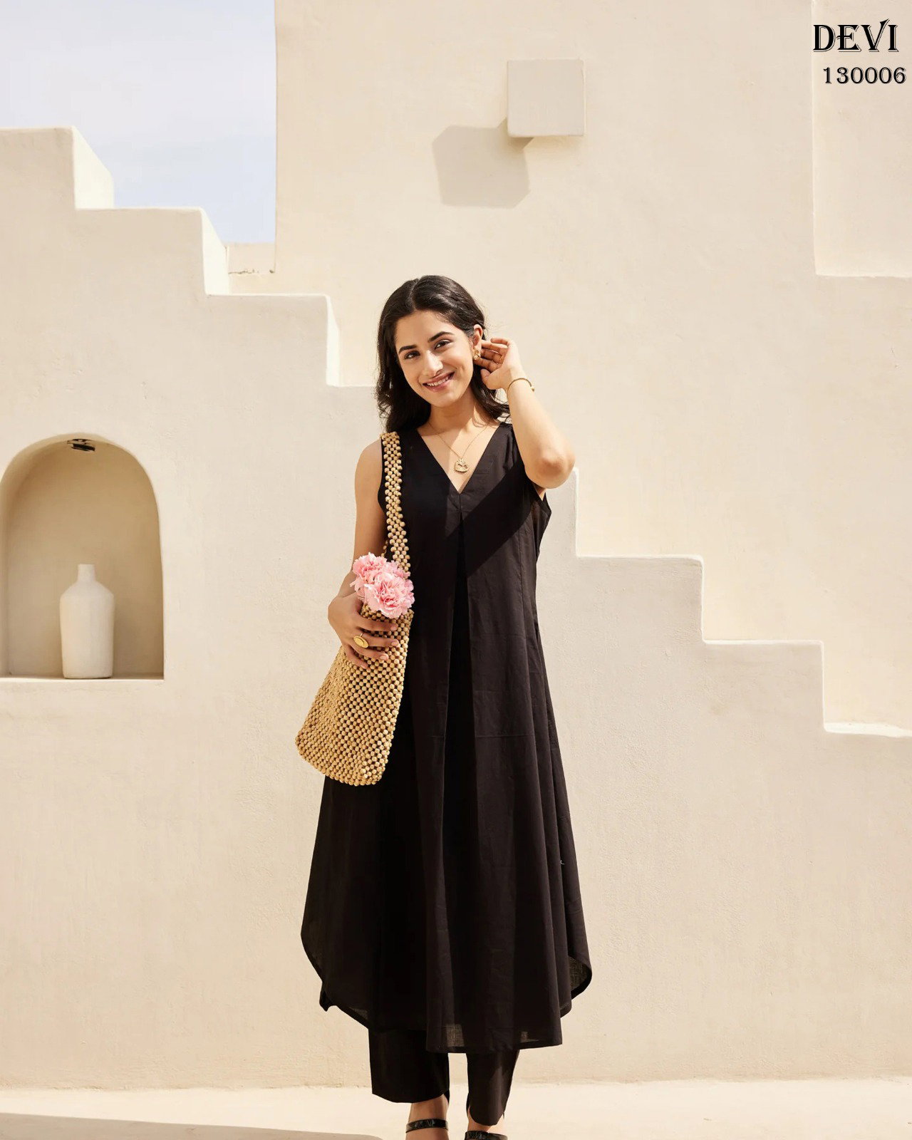 Devi Vol 13 Pure Cotton Plain Kurti with Bottom Co Ord Set 