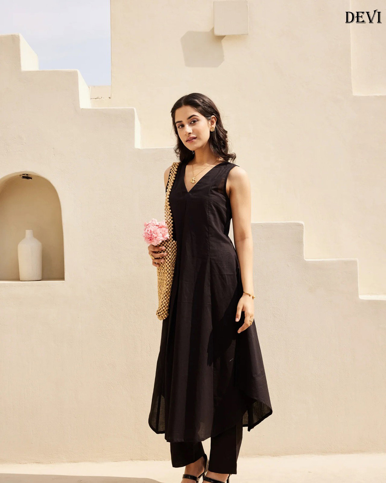 Devi Vol 13 Pure Cotton Plain Kurti with Bottom Co Ord Set 