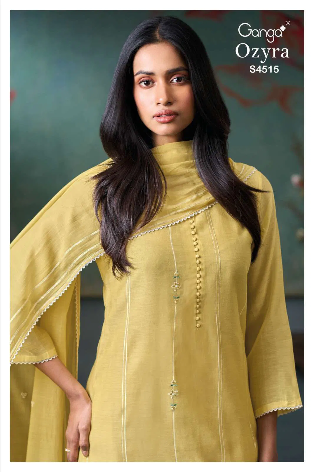 Ganga Ozyra S 4515 Mul Banarasi Embroidered Designer Dress Material