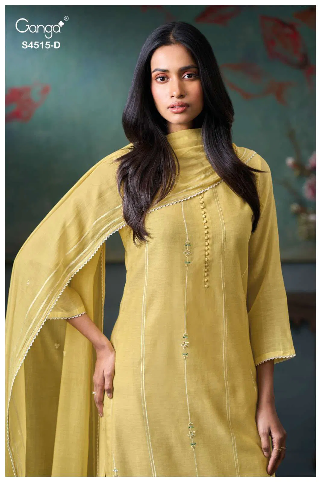 Ganga Ozyra S 4515 Mul Banarasi Embroidered Designer Dress Material