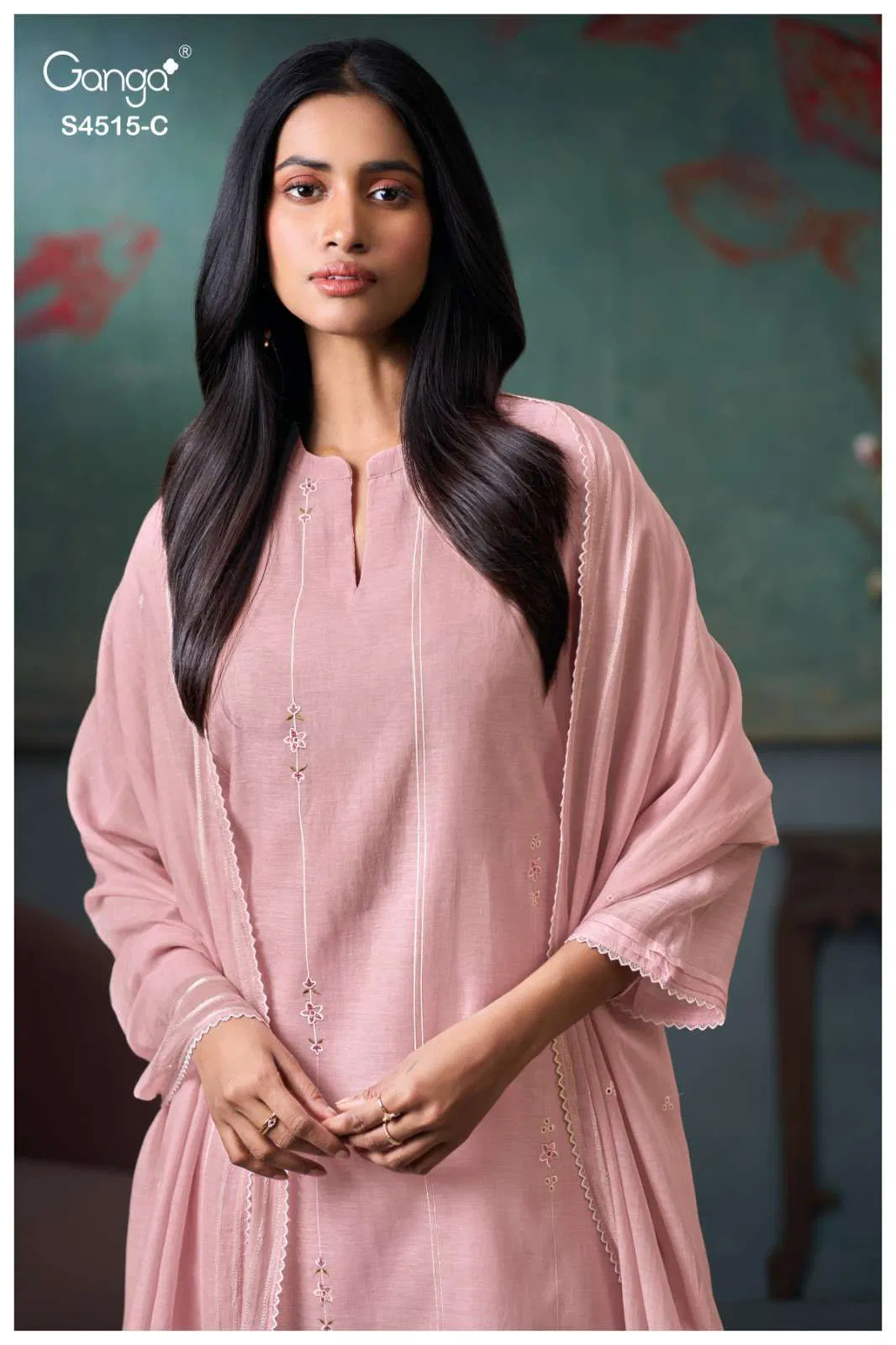 Ganga Ozyra S 4515 Mul Banarasi Embroidered Designer Dress Material