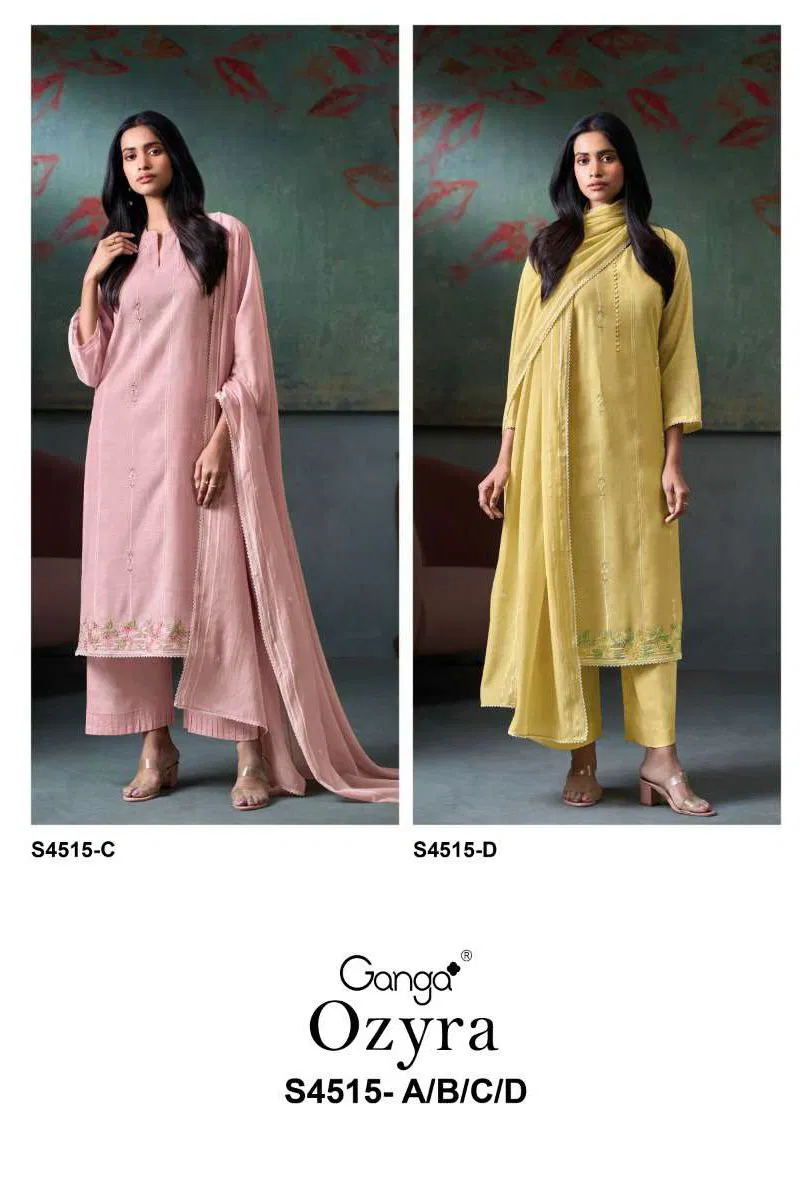 Ganga Ozyra S 4515 Mul Banarasi Embroidered Designer Dress Material