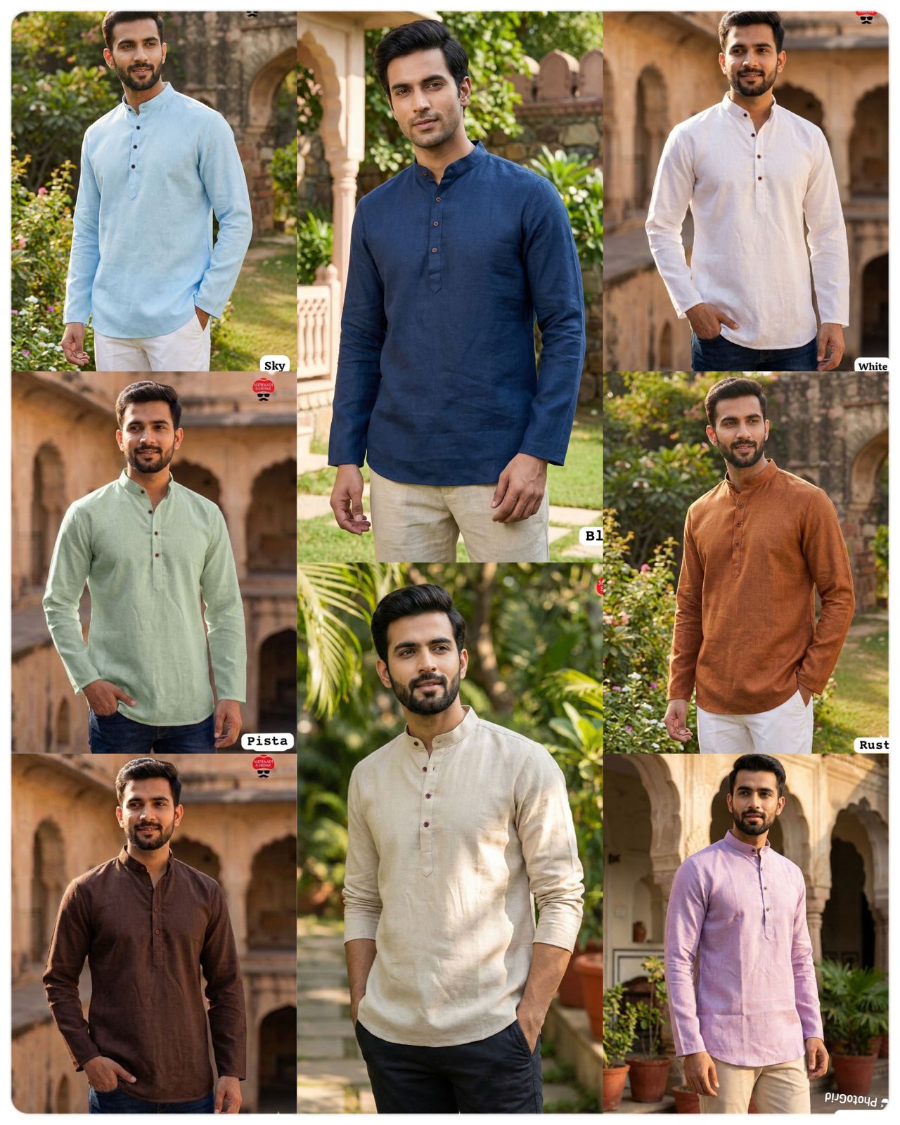 Lekha LI Wooden Tradition Khadi Linen Daily Wear Short Mens Kurta