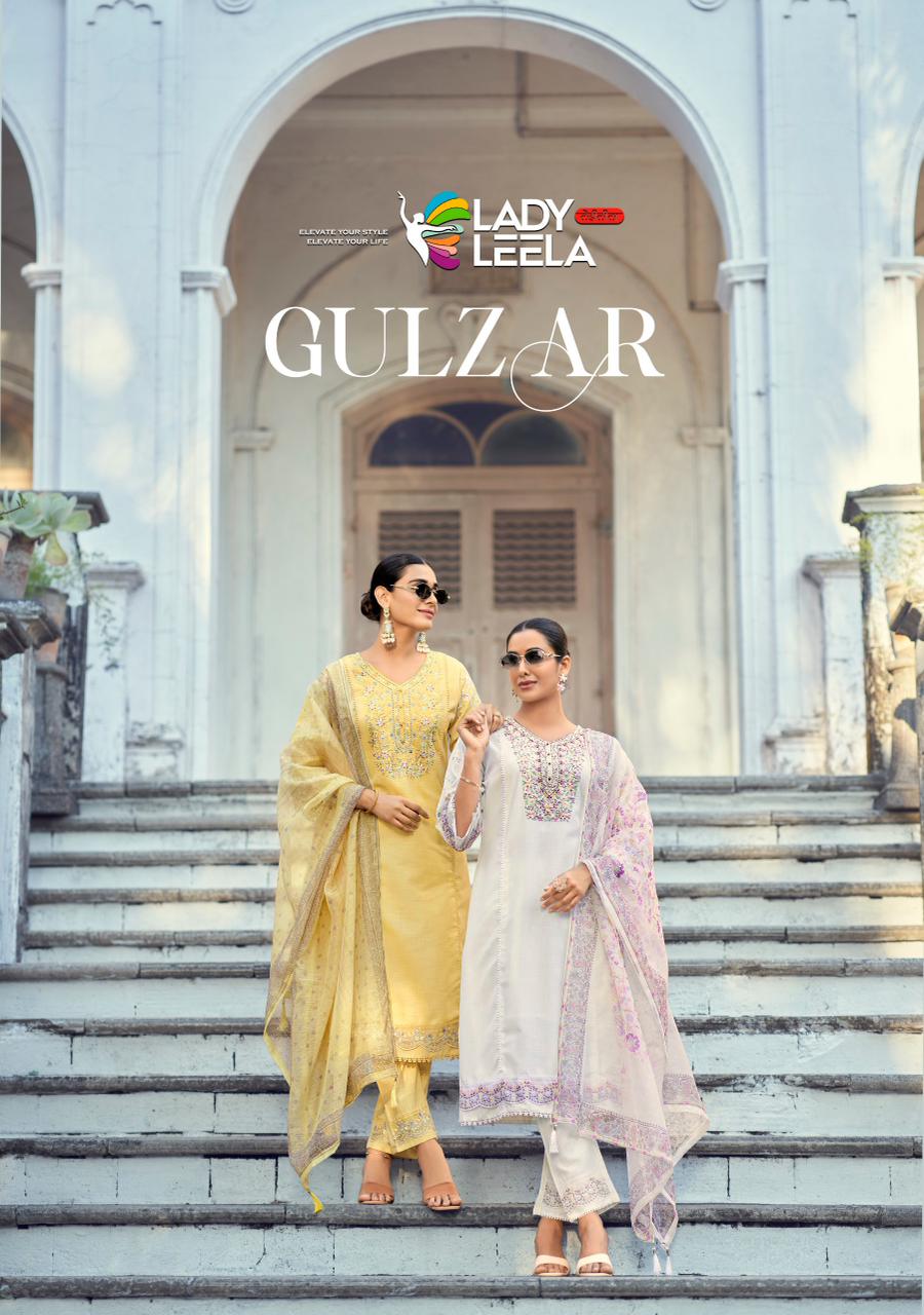 Lady Leela Gulzar Linen Embroidery And Hand Work Kurti Bottom With Dupatta