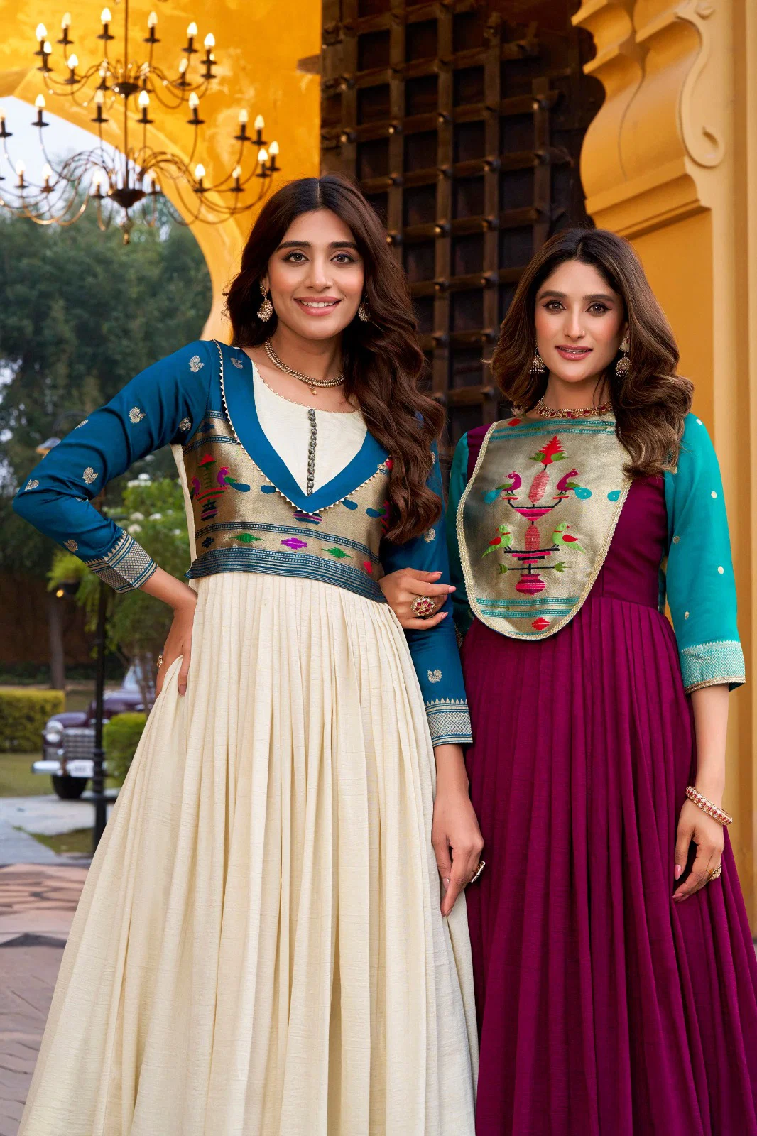 Lekha Yf Kashiti Vichitra Silk Zari Weaving Gown Collection