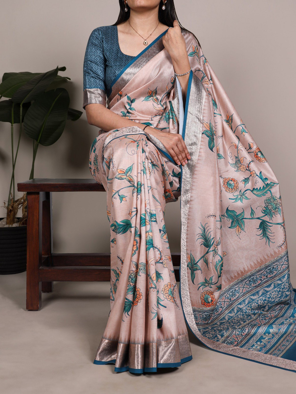 lekha Yf 7021 Tusser Silk Viscose Border Printed Saree