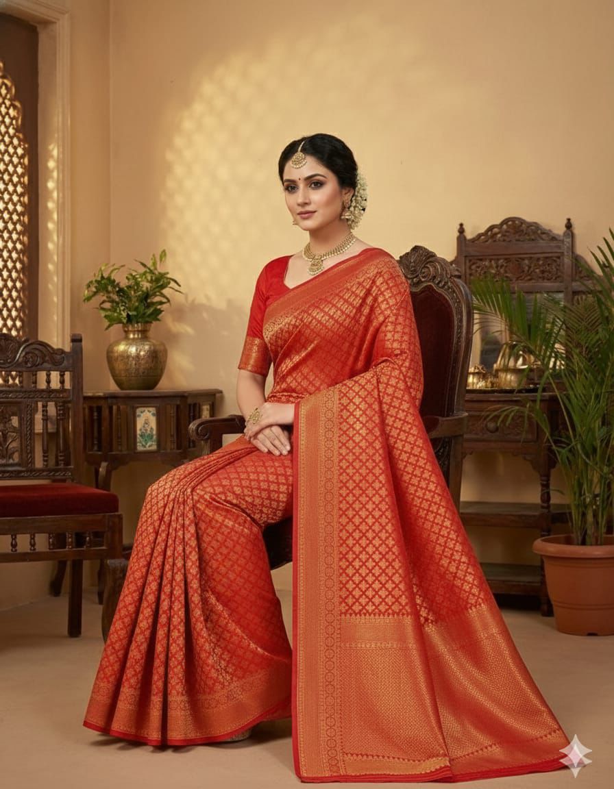 NCO 72 Soft Lichi Silk Jacquard Work All Over Saree
