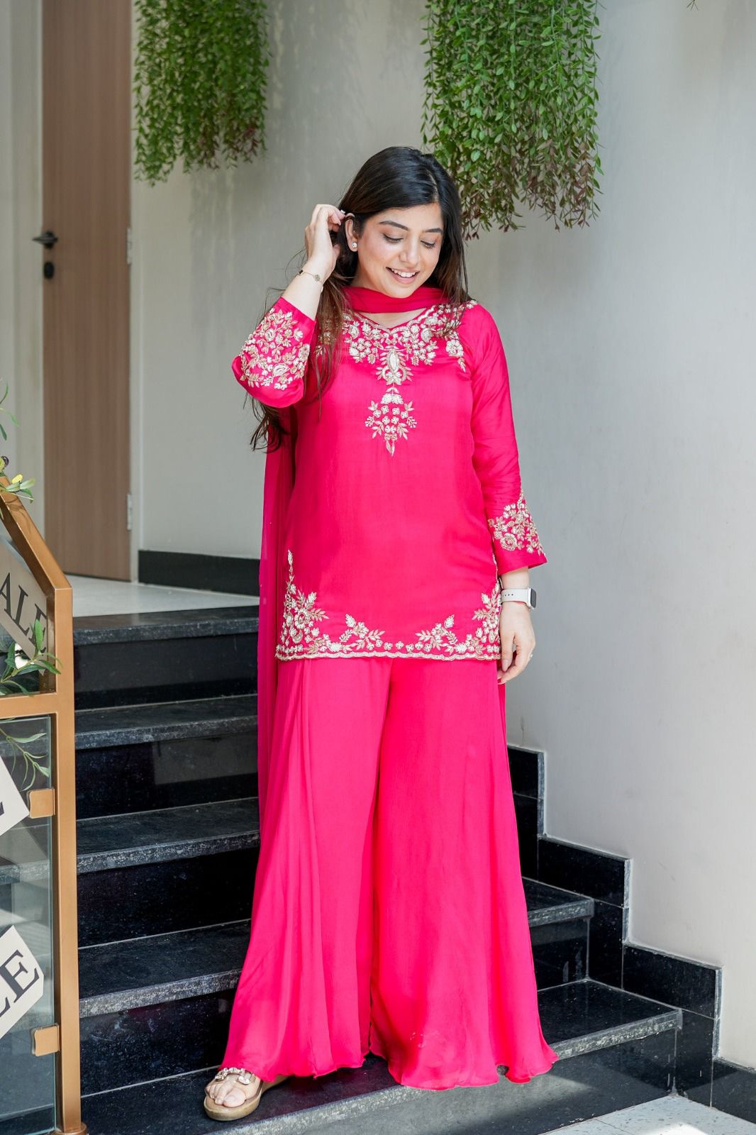 NCO 75 HYD Natural Crepe Embroidery Kurti Bottom With Dupatta