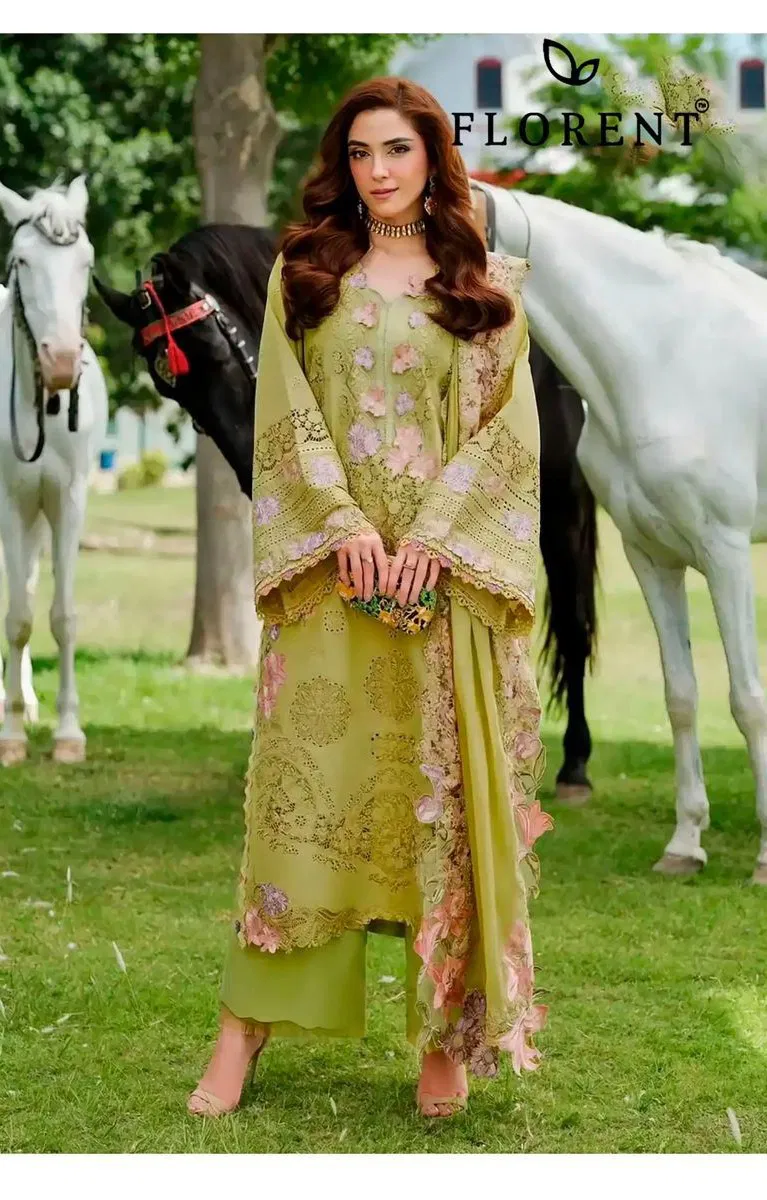 Florent D No 1053 Cambric Cotton With Embroidered Salwar Kameez
