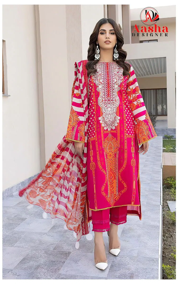 Aasha 1186 Cotton Dupatta Pure Cotton Self Embroidered Salwar Kameez