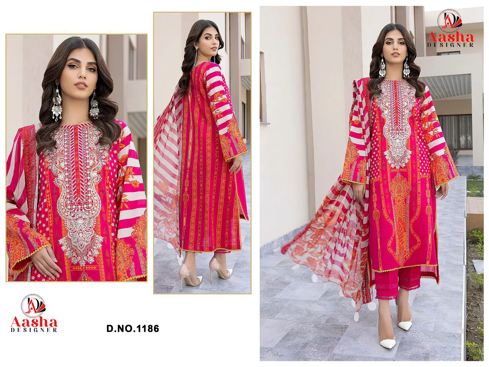 Aasha 1186 Cotton Dupatta Pure Cotton Self Embroidered Salwar Kameez