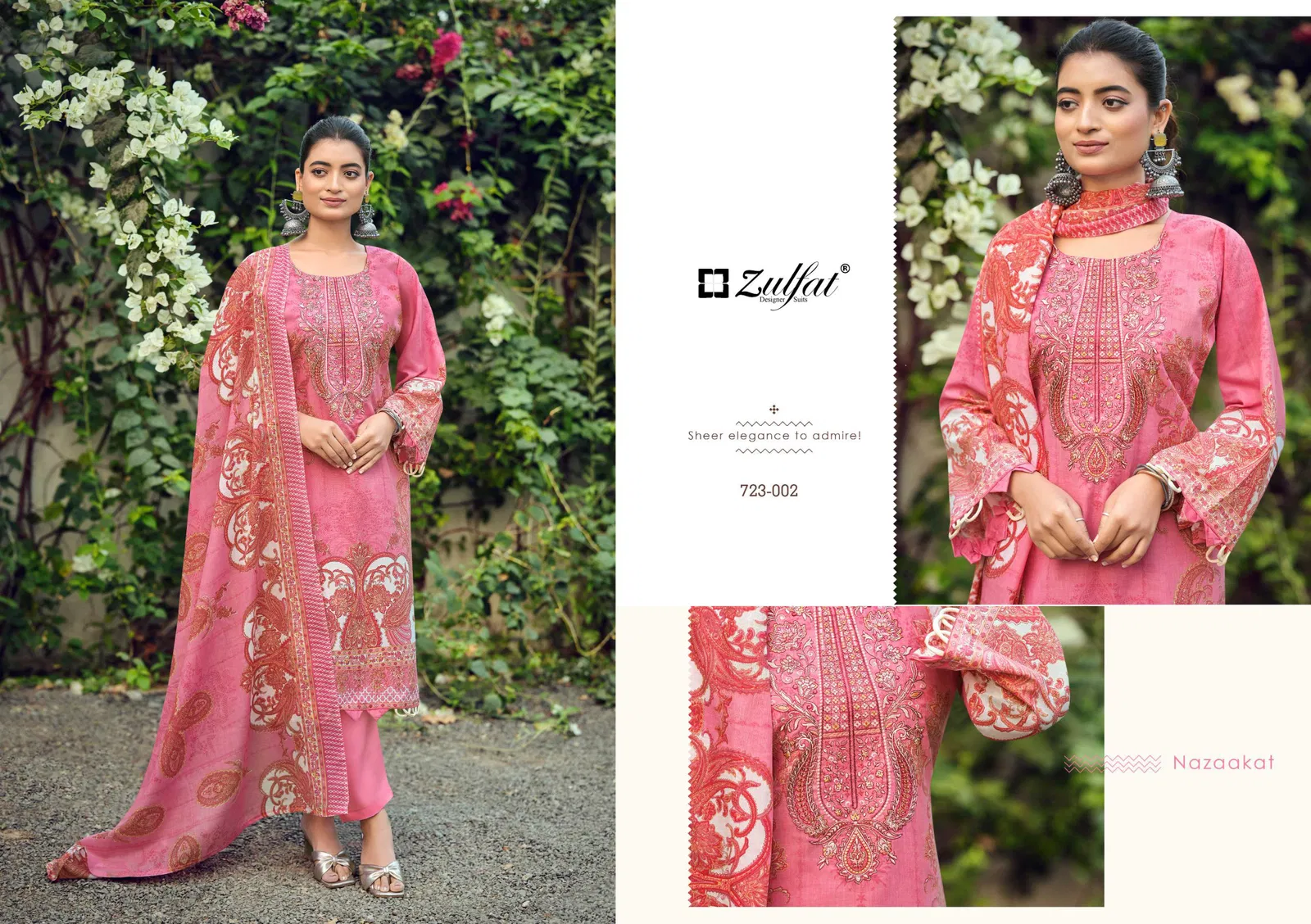 Zulfat Firdaus Vol 02 Cotton Embroidery Worked Dress Material Collection