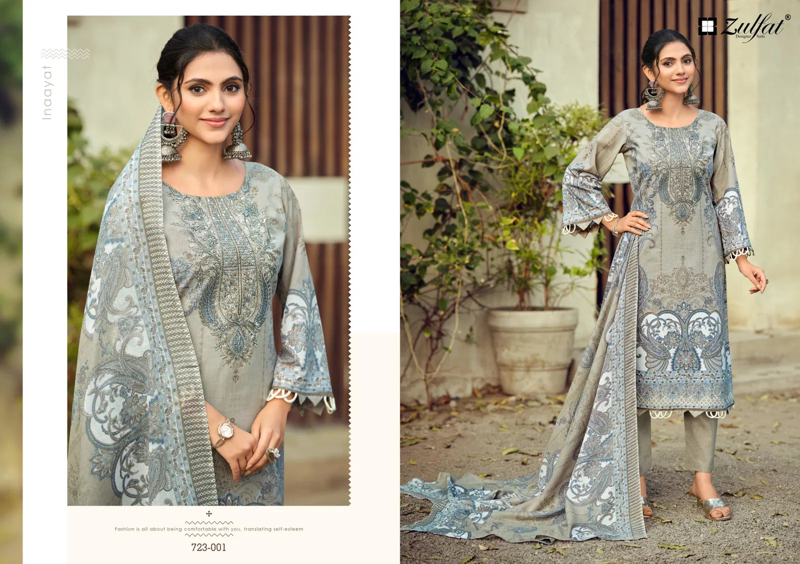 Zulfat Firdaus Vol 02 Cotton Embroidery Worked Dress Material Collection