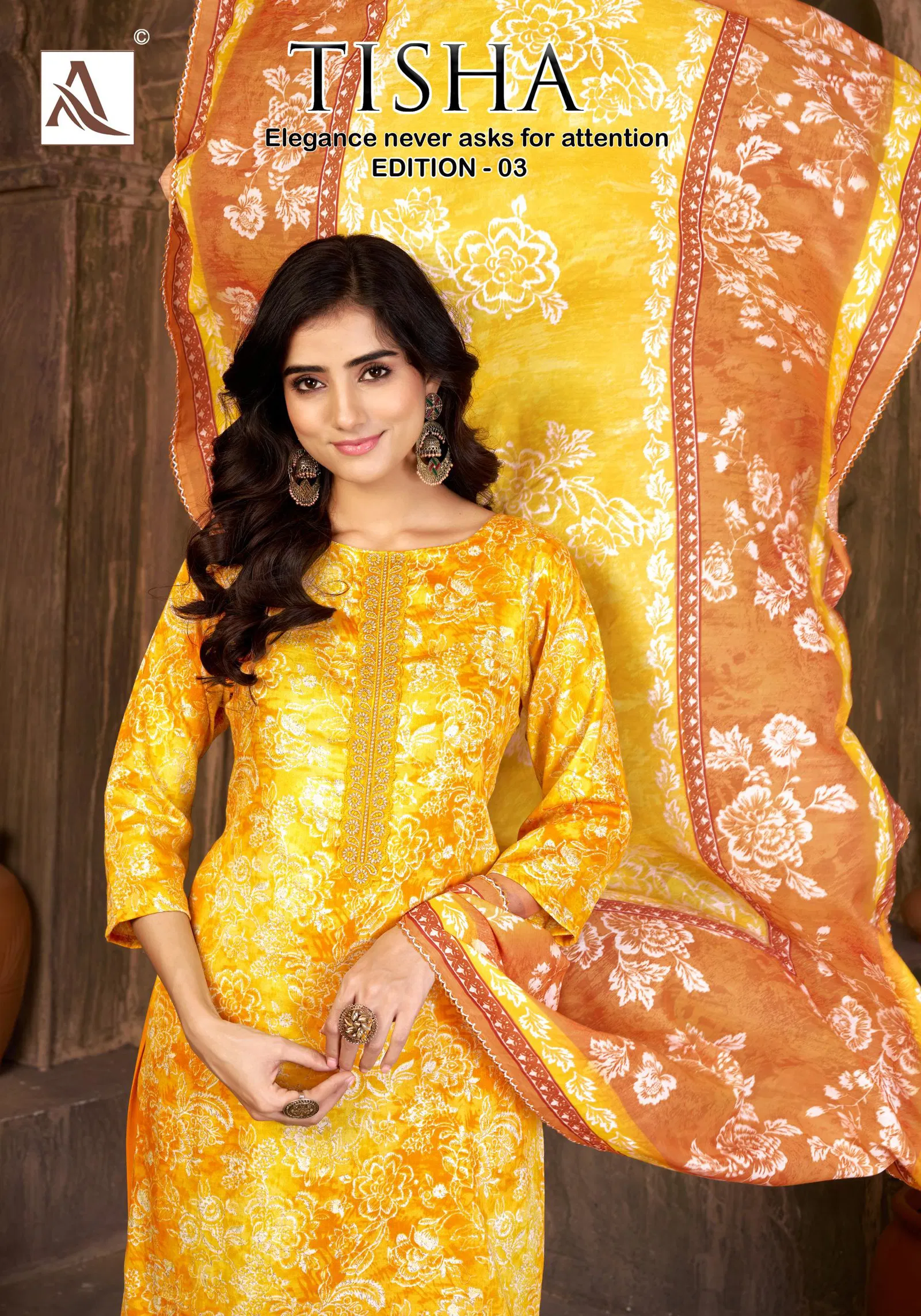 Alok Tisha Edition Vol 03 Pure Zam Printed Fancy Dress Material