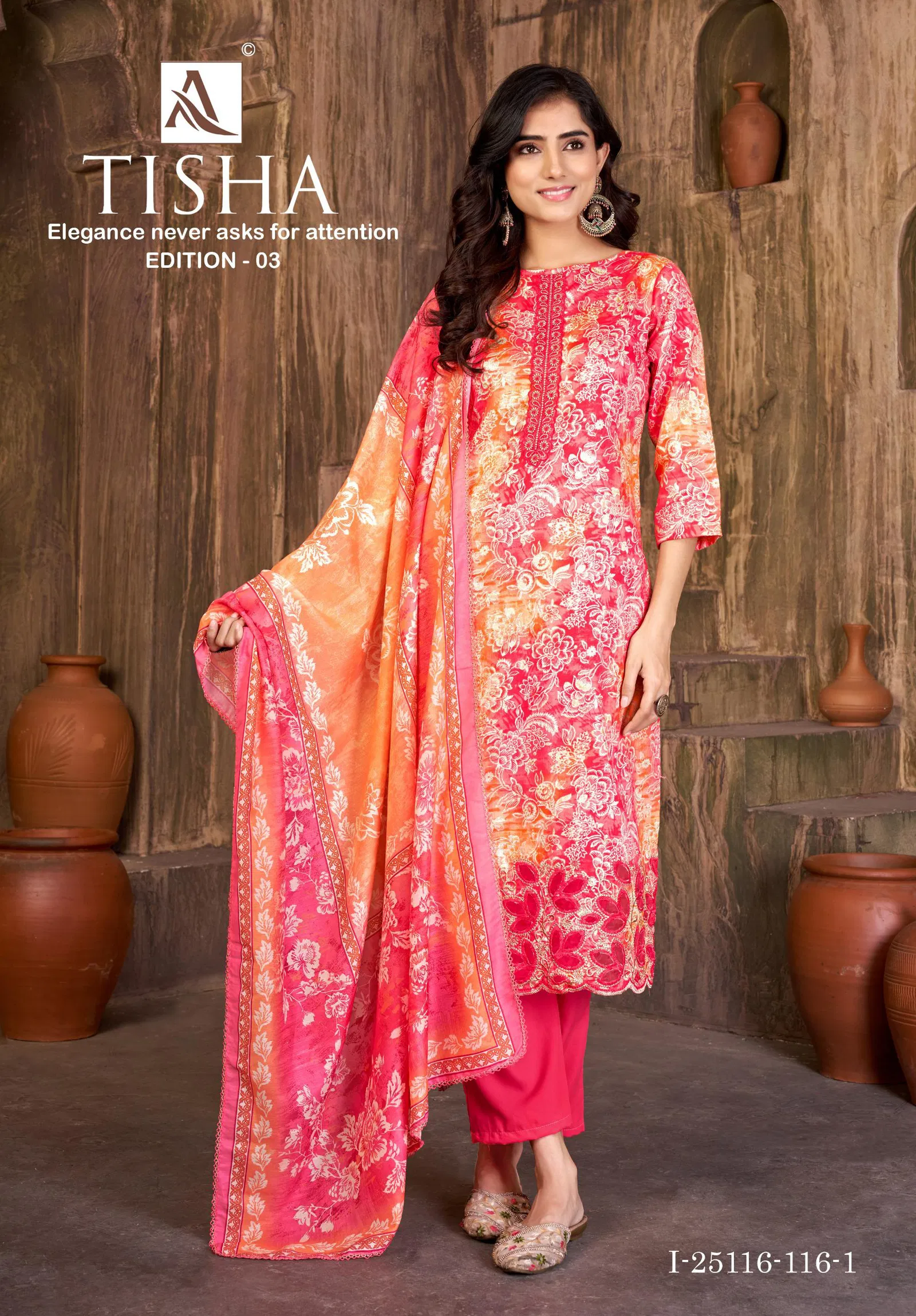 Alok Tisha Edition Vol 03 Pure Zam Printed Fancy Dress Material