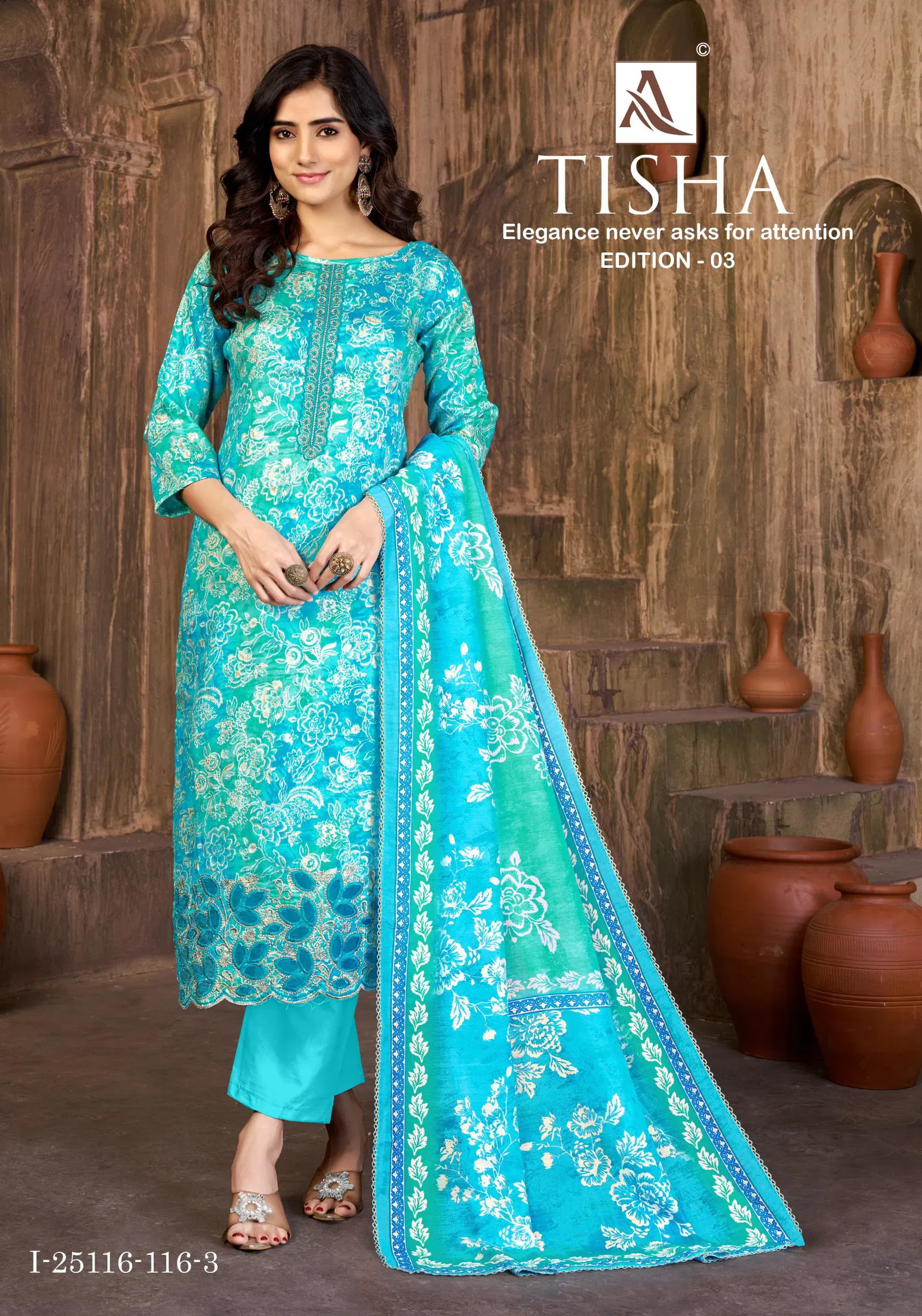 Alok Tisha Edition Vol 03 Pure Zam Printed Fancy Dress Material