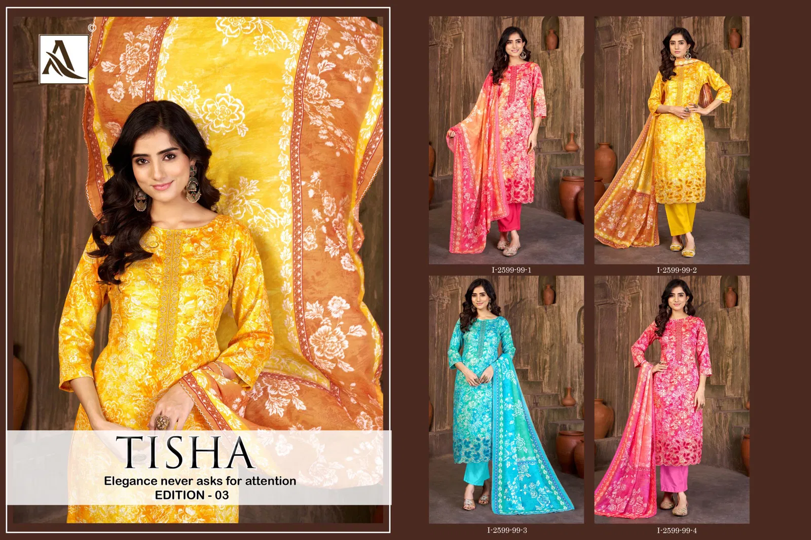 Alok Tisha Edition Vol 03 Pure Zam Printed Fancy Dress Material