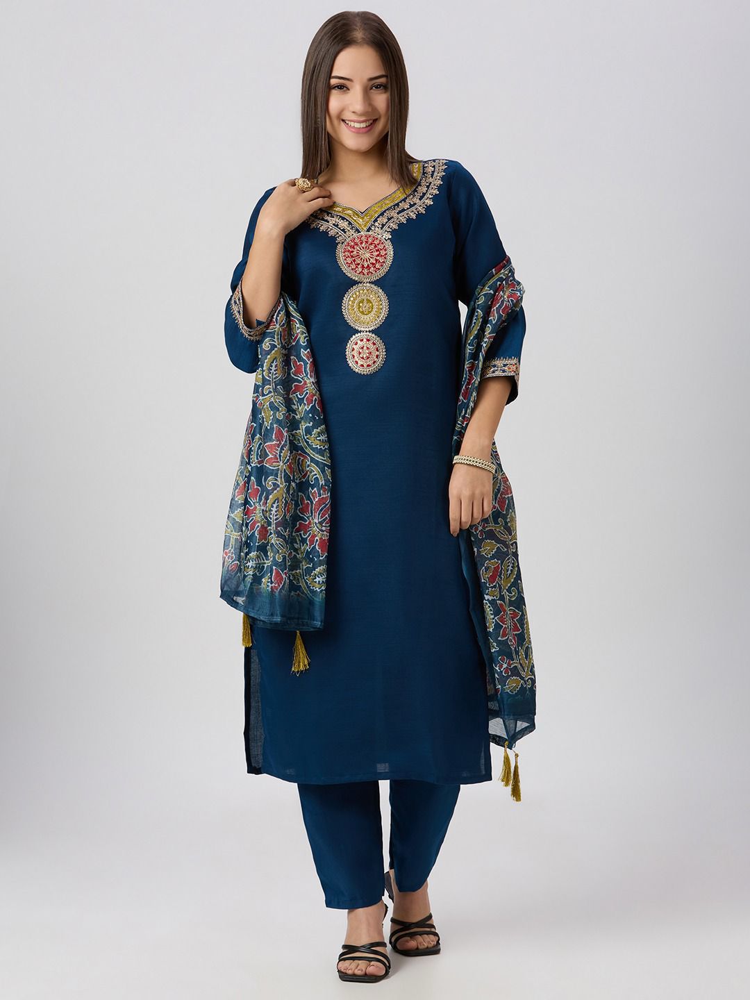 NCO 79 Vatican Silk Embroidery Sequins Kurti Bottom With Dupatta