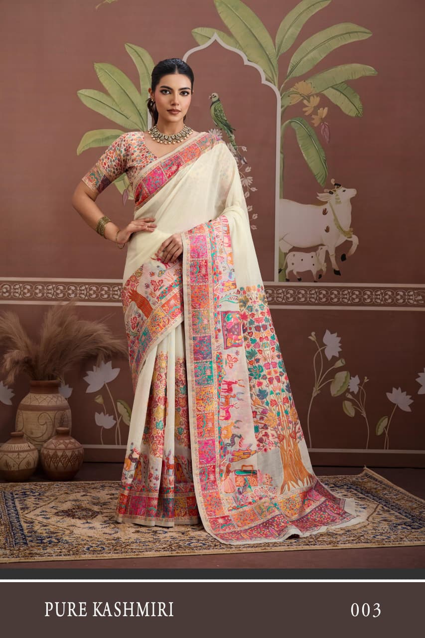 Gf Pure Kashmiri Modal Cotton Pashmina Weaving Saree