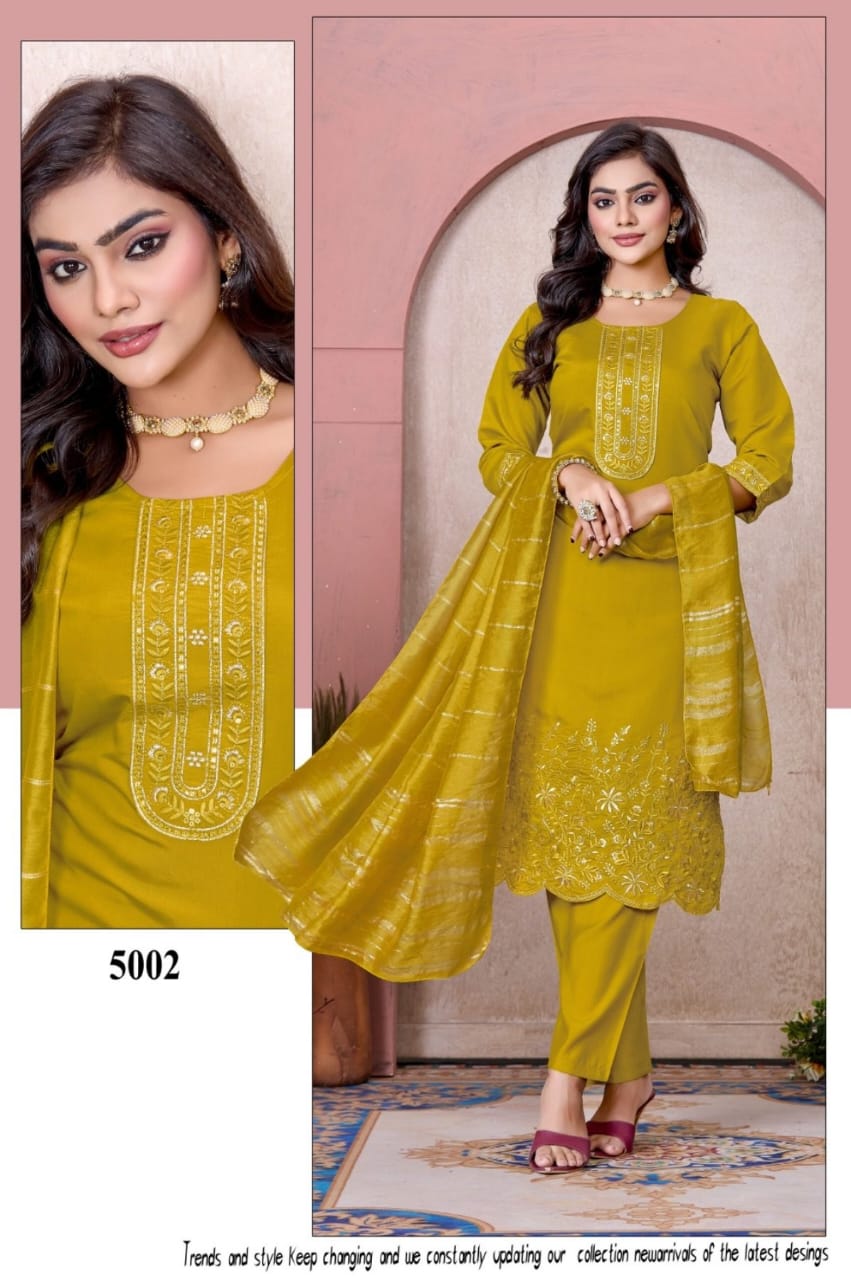 Dnp Kasture Roman Silk Kurti Pent With Dupatta