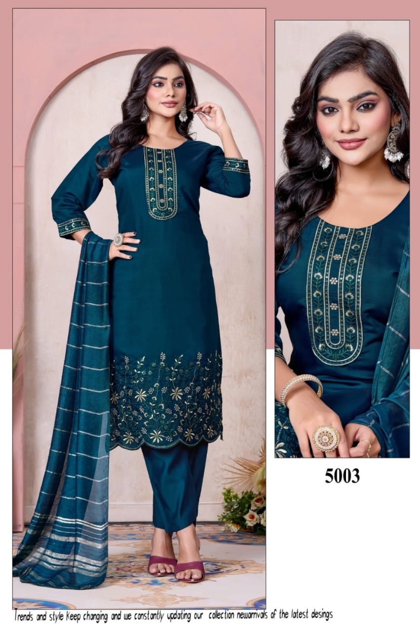 Dnp Kasture Roman Silk Kurti Pent With Dupatta