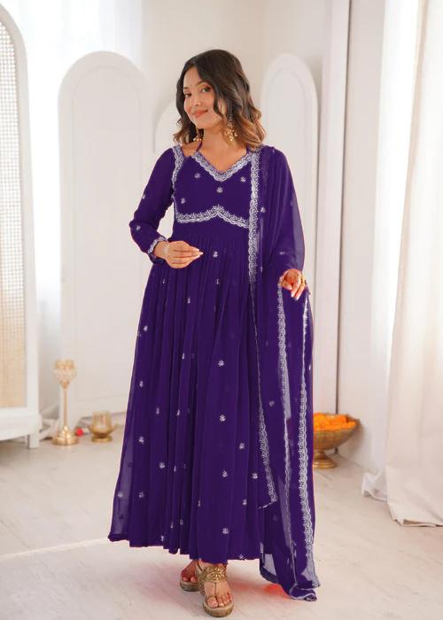 Lekha KL 4109 Georgette Embroidery Top Bottom With Dupatta