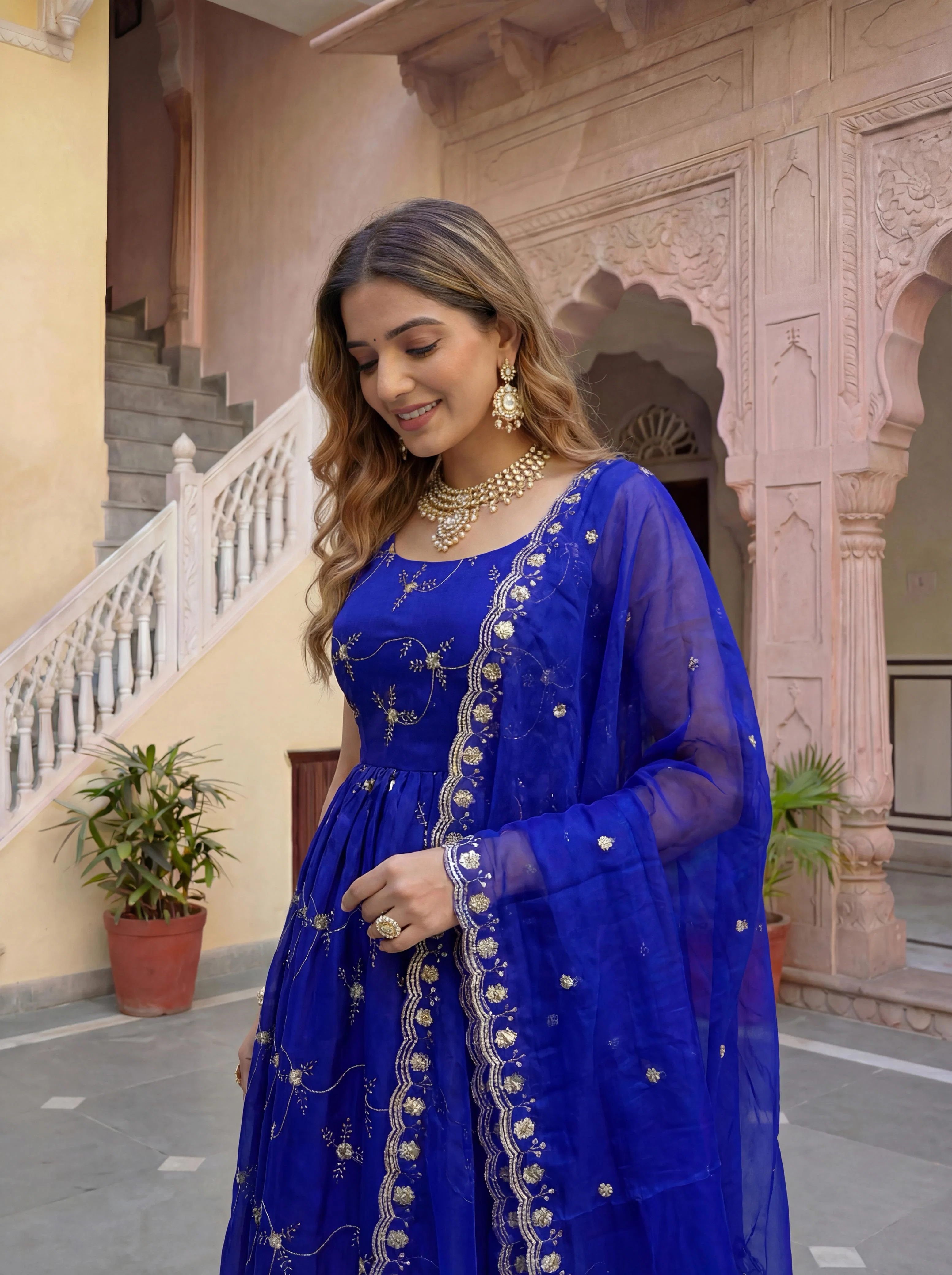DV 5156 Fandy Silk Twirling into the festive season length anarkali Embroidery gown Collection
