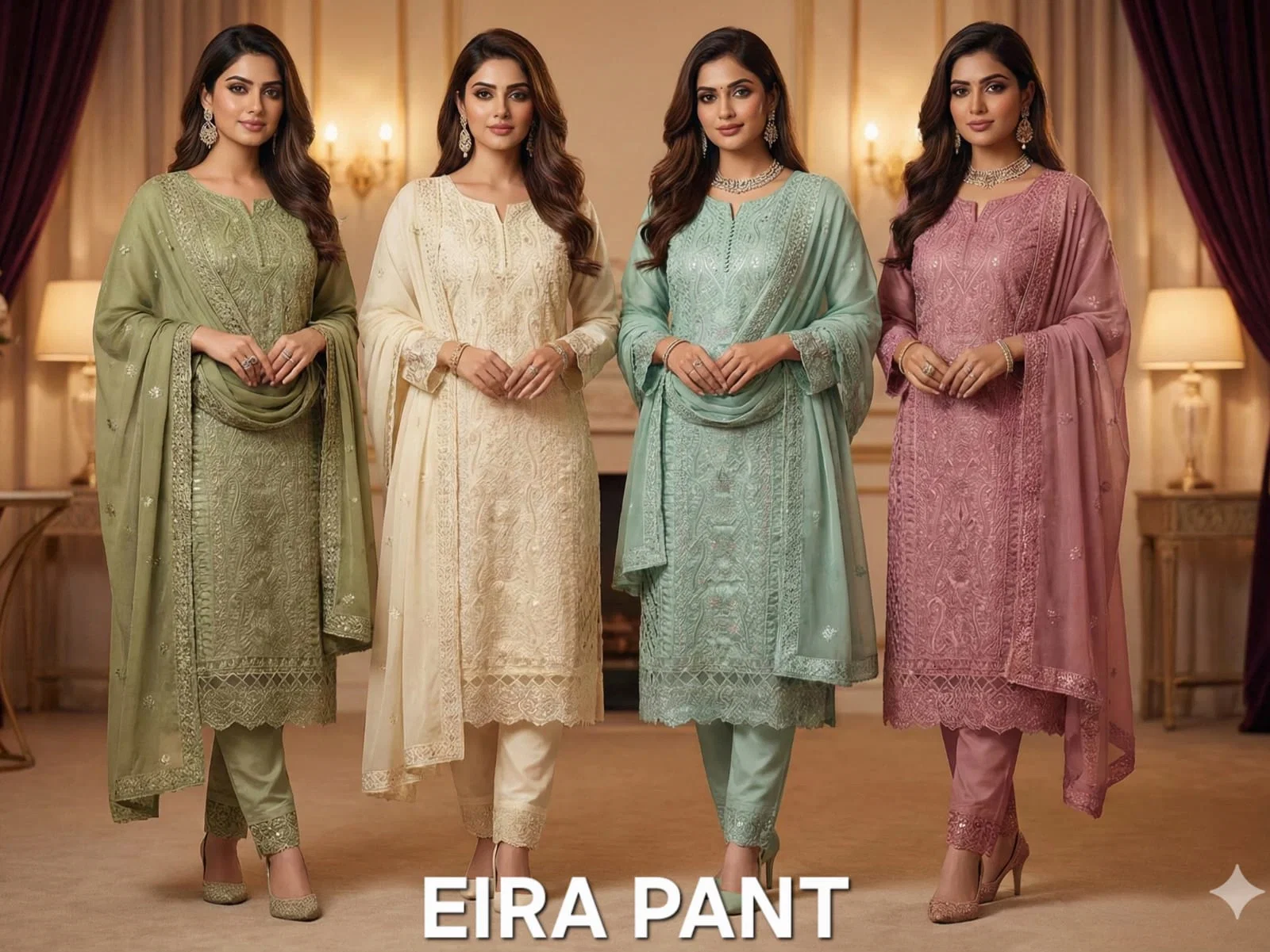 FM Eira Pant Roman Silk Kurti With Pent And Dupatta