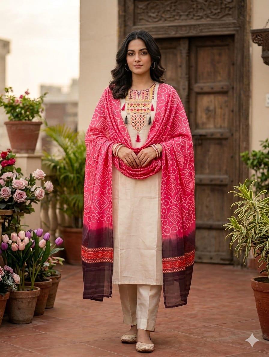 NCO 87 Pure Viscose Shimmer Silk Sequins Coading Embroidery Kurti Bottom With Dupatta