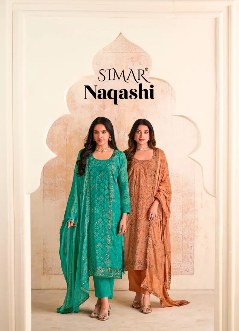 Glossy Simar Naqashi Viscose Muslin Digital Printed Salwar Kameez