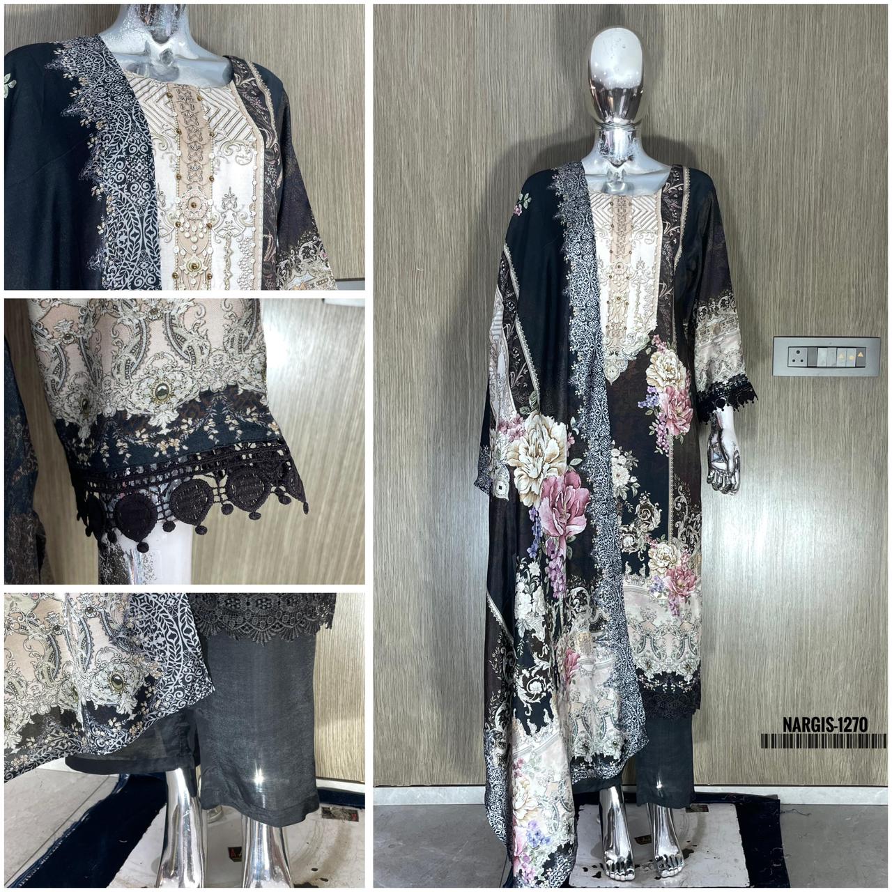 Swt Nargis Vol 20 Muslin Digital Printed With Handwork Kurti Bottom With Dupatta