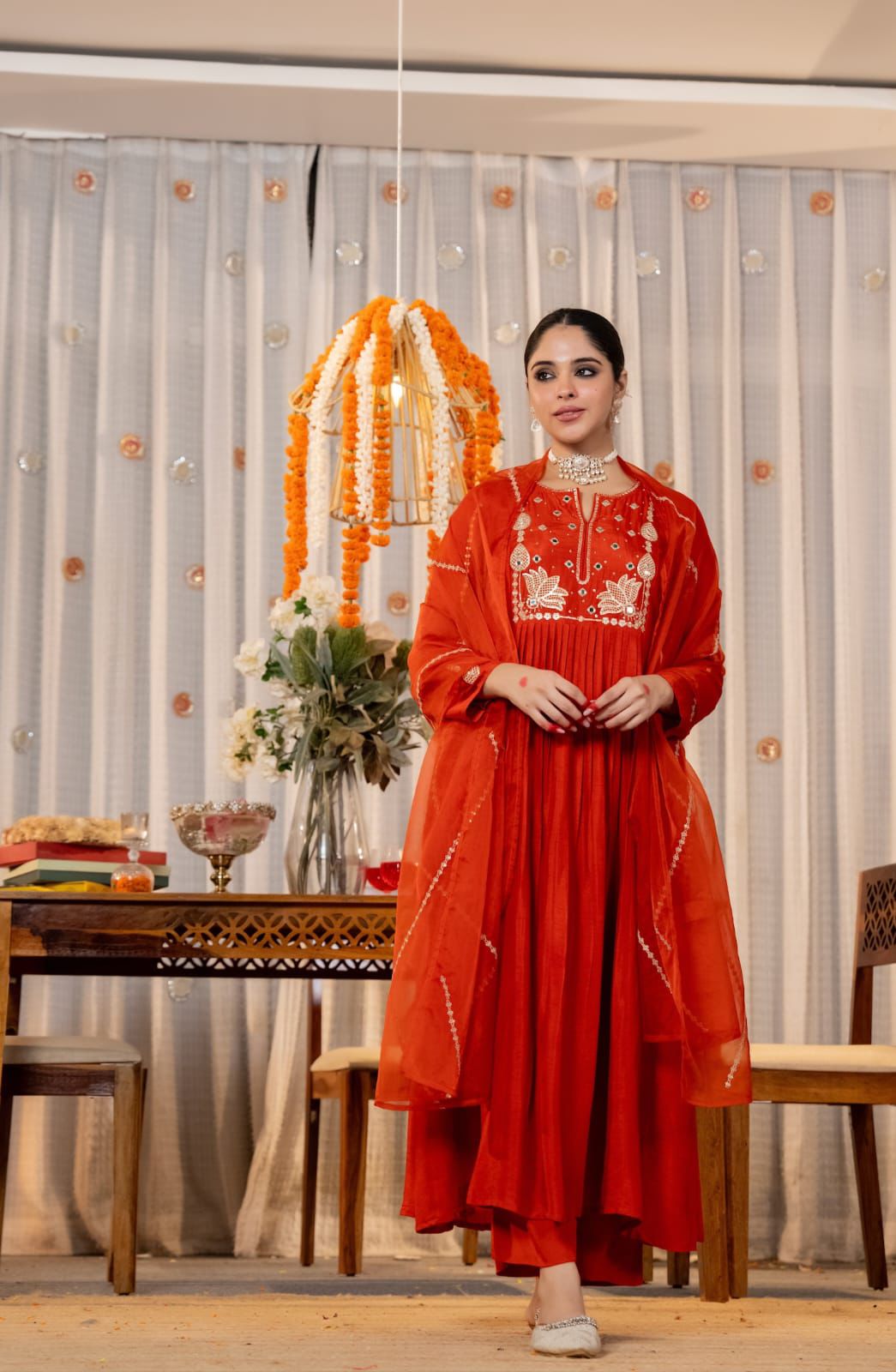 NCO 90 Pure Viscose Chanderi Embroidery Kurti Bottom With Dupatta