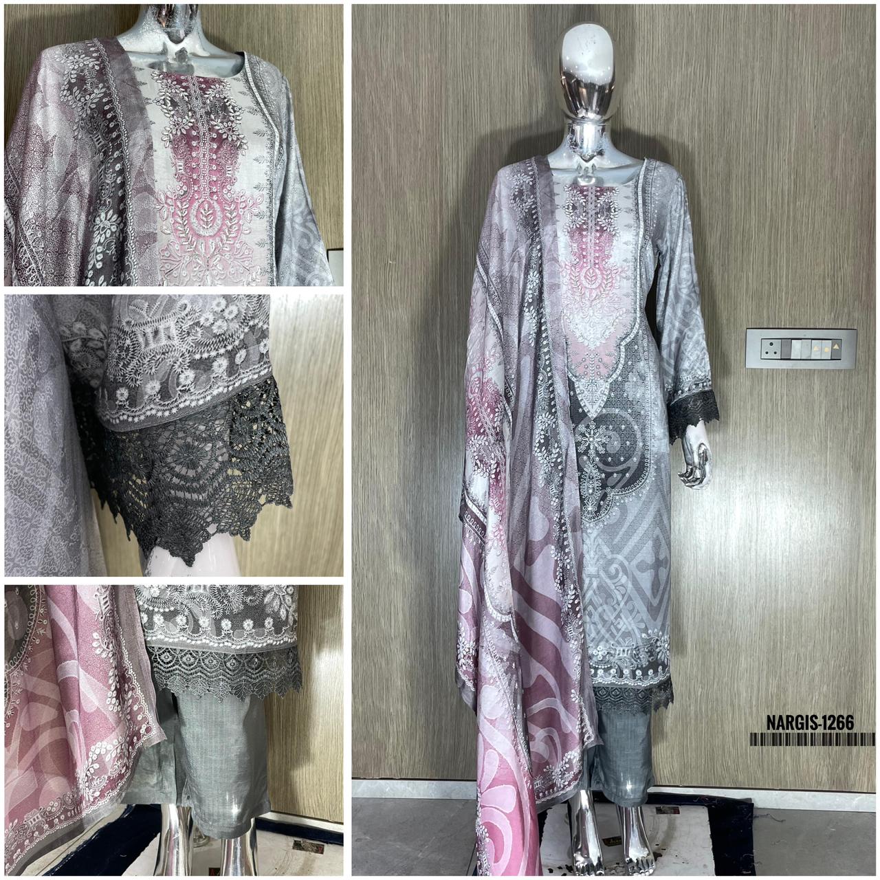 Swt Nargis Vol 21 Muslin Digital Printed With Handwork Kurti Bottom With Dupatta