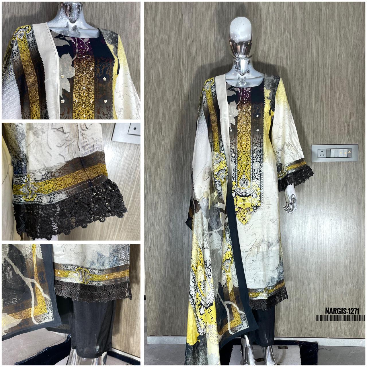 Swt Nargis Vol 22 Muslin Digital Printed With Handwork Kurti Bottom With Dupatta