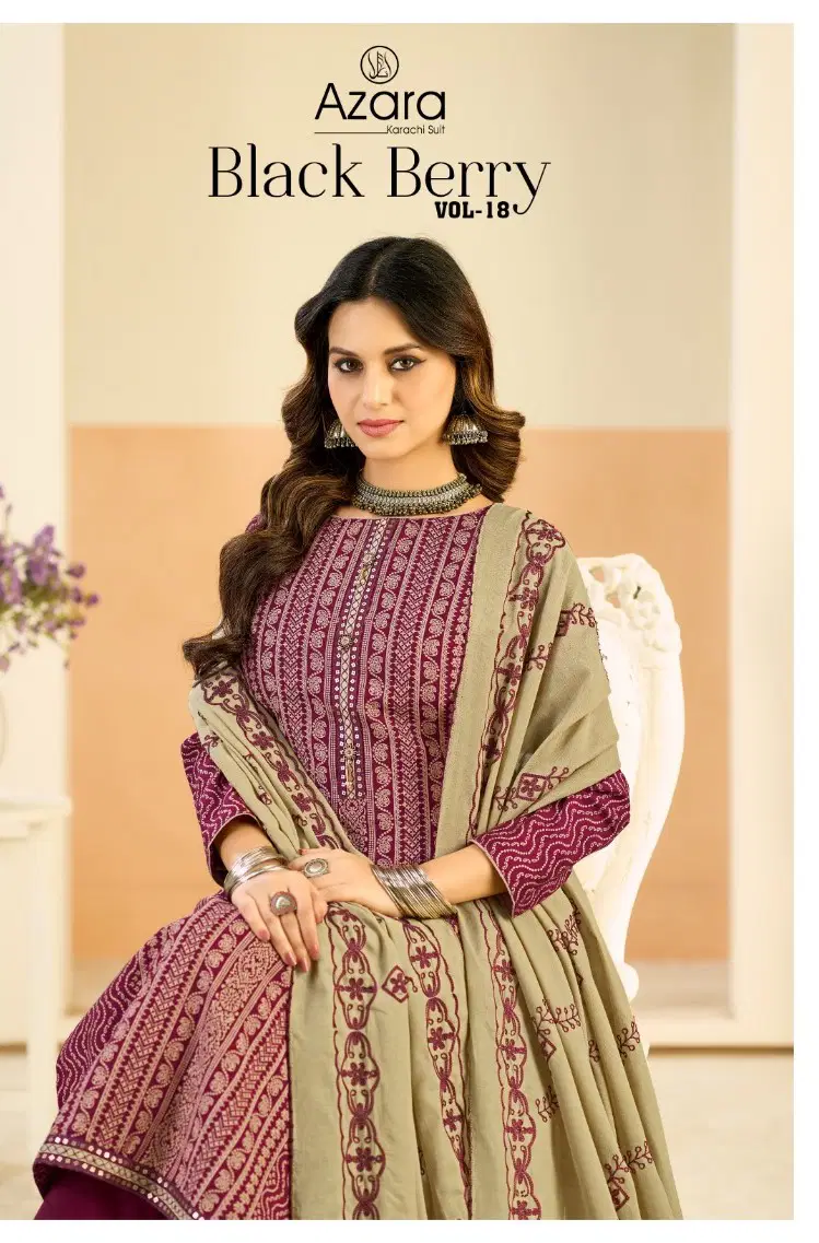 Radhika Azara Black Berry Vol 18 Vertican Viscose Dress Material