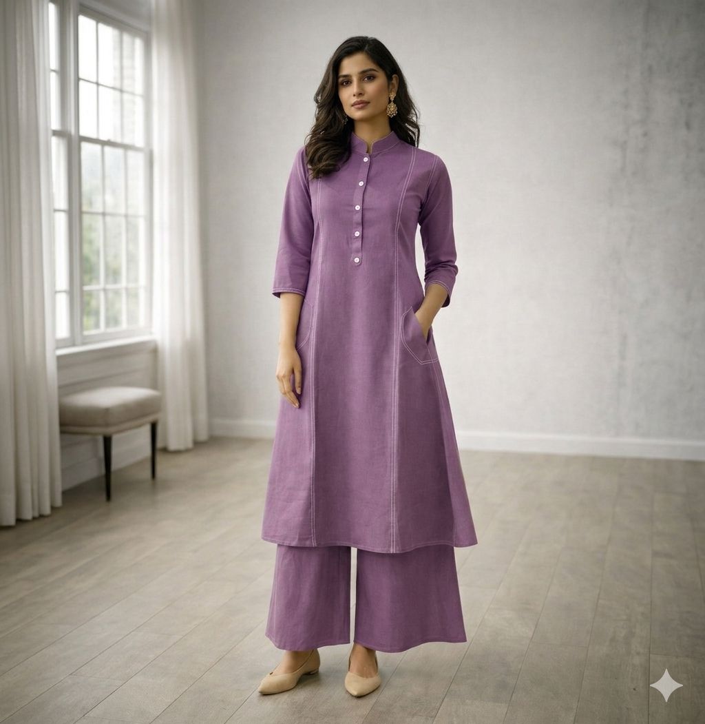 Naisha K 751 Pure Khadi Cotton A Line Kurti With Bottom Collection